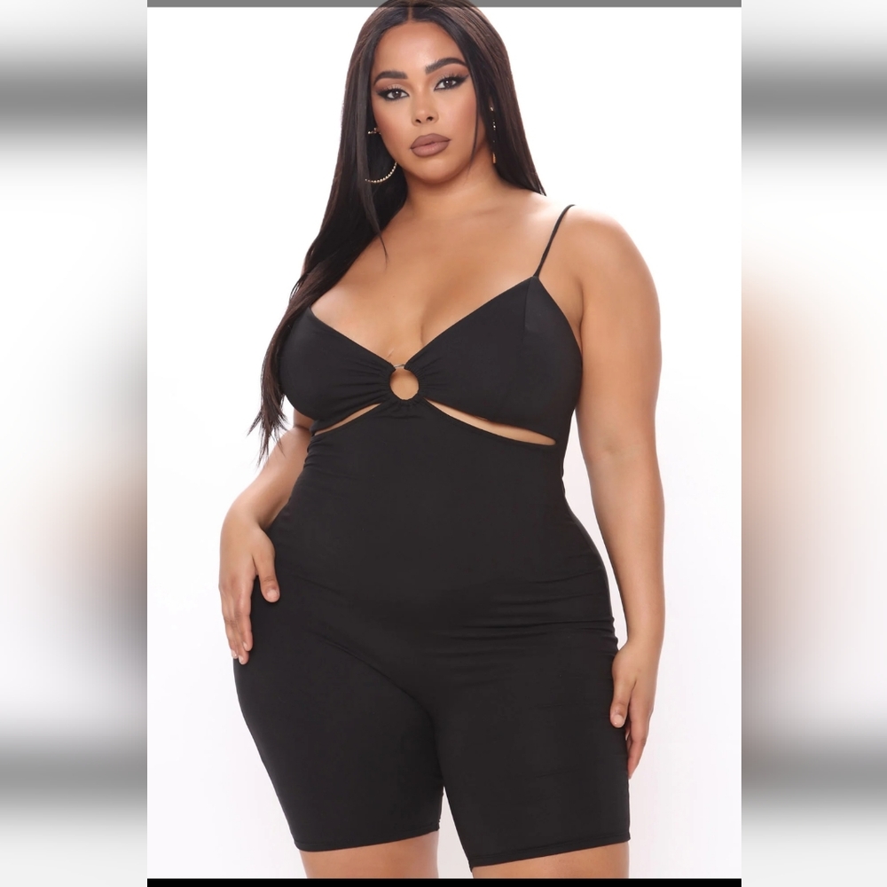 A black shorts jumpsuit